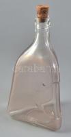 Régi, dombornyomott üveg likőrös palack, Deposé felirattal, dugóval, jó állapotban, m: 21 cm