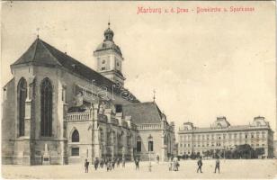 1911 Maribor, Marburg a. d. Drau; Domkirche und Sparkasse / church, savings bank