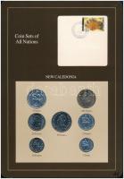 Új-Kaledónia 1985-1991. 1Fr-100Fr (7xklf), Coin Sets of All Nations forgalmi szett felbélyegzett kartonlapon T:1 New Caledonia 1985-1991. 1 Franc - 100 Francs (7xdiff) Coin Sets of All Nations coin set on cardboard with stamp C:UNC