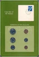 Új-Zéland 1980-1981. 1c-50c (6xklf), "Coin Sets of All Nations" forgalmi szett felbélyegzett kartonlapon T:1 New Zealand 1980-1981. 1 Cent - 50 Cents (6xdiff) "Coin Sets of All Nations" coin set on cardboard with stamp C:UNC
