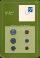 Új-Zéland 1982-1983. 1c-50c (6xklf), "Coin Sets of All Nations" forgalmi szett felbélyegzett kartonlapon T:1 New Zealand 1982-1983. 1 Cent - 50 Cents (6xdiff) "Coin Sets of All Nations" coin set on cardboard with stamp C:UNC