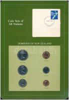 Új-Zéland 1980-1982. 1c-50c (6xklf), "Coin Sets of All Nations" forgalmi szett felbélyegzett kartonlapon T:1 New Zealand 1980-1982. 1 Cent - 50 Cents (6xdiff) "Coin Sets of All Nations" coin set on cardboard with stamp C:UNC