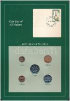 Nigéria 1991. 1k-1N (5xklf), Coin Sets of All Nations forgalmi szett felbélyegzett kartonlapon T:1 Nigeria 1991. 1 Kobo - 1 Naira (5xdiff) Coin Sets of All Nations coin set on cardboard with stamp C:UNC