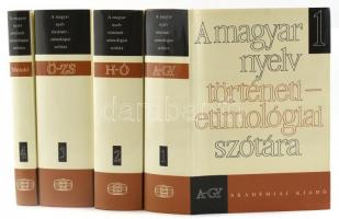 A magyar nyelv történeti-etimológiai szótára I-IV. Szerk.: Benkő Loránt. Bp., 1976-1995, Akadémiai Kiadó. Kiadói egészvászon kötés, kiadói papír védőborítóban, szép állapotban.