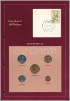 Katar 1973-1990. 1D-50D (5xklf), Coin Sets of All Nations forgalmi szett felbélyegzett kartonlapon T:1 Qatar 1973-1990. 1 Dirham - 50 Dirhams (5xdiff) Coin Sets of All Nations coin set on cardboard with stamp C:UNC