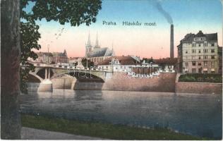 1916 Praha, Prag; Hlavkuv most / bridge + "Reserve-Spital des roten Kreuzes in Karolinenthal MILITARPFLEGE"