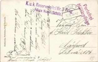 1916 Praha, Prag; Pomník Fr. Palackyho / statue + "K.u.k. Reservespital Nr. 3. Prag Filiale Nus...