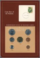 Nyugat-Szamoa 1974-1984. 1s-1T (7xklf), &quot;Coin Sets of All Nations&quot; forgalmi szett felbélyegzett kartonlapon T:1,1- Western Samoa 1974-1984. 1 Sene - 1 Tala (7xdiff) &quot;Coin Sets of All Nations&quot; coin set on cardboard with stamp C:UNC,AU