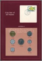 Antigua 1965-1983. 1c-1$ (7xklf), Coin Sets of All Nations forgalmi szett felbélyegzett kartonlapon T:1-2- Antigua 1965-1983. 1 Cent - 1 Dollar (7xdiff) Coin Sets of All Nations coin set on cardboard with stamp C:UNC-VF