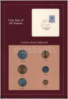 Egyesült Arab Emirátusok 1973-1984. 1f-1D (6xklf), "Coin Sets of All Nations" forgalmi szett felbélyegzett kartonlapon T:1-2 United Arab Emirates 1973-1984. 1 Fil - 1 Dirham (6xdiff) "Coin Sets of All Nations" coin set on cardboard with stamp C:UNC-XF