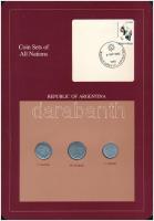 Argentína 1989. 1A-10A (3xklf), "Coin Sets of All Nations" forgalmi szett felbélyegzett kartonlapon T:1--2- Argentina 1989. 1 Austral - 10 Australs (3xdiff) "Coin Sets of All Nations" coin set on cardboard with stamp C:AU-VF