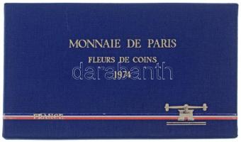 Franciaország 1974. 1c-50Fr (9xklf) forgalmi sor eredeti tokban, közte Ag érme T:1 
France 1974. 1 ...