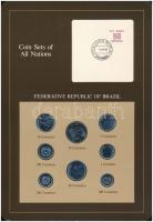 Brazília 1984-1985. 1Cr-500Cr (9xklf), Coin Sets of All Nations forgalmi szett felbélyegzett kartonlapon T:1 Brazil 1984-1985. 1 Cruzeiro - 500 Cruzeiros (9xdiff) Coin Sets of All Nations coin set on cardboard with stamp C:UNC