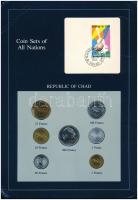 Csád 1976-1985. 1Fr-500Fr (7xklf), Coin Sets of All Nations forgalmi szett felbélyegzett kartonlapon T:1,1- Chad 1976-1985. 1 Franc - 500 Francs (7xdiff) Coin Sets of All Nations coin set on cardboard with stamp C:UNC,AU