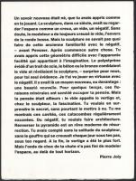 Pierre Joly (?-): Francia nyelvű bevezető a Hommage á Pátkay mappához. Szitanyomat, papír. 33x25 cm. Jótékonysági árverés.