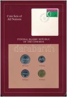 Comore-szigetek 1977-1994. 10Fr-100Fr (4xklf), Coin Sets of All Nations forgalmi szett felbélyegzett kartonlapon T:1 Comores 1977-1994. 10 Francs - 100 Francs (4xdiff) Coin Sets of All Nations coin set on cardboard with stamp C:UNC