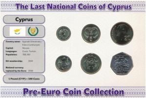 Ciprus 2004. 1c-50c (6xklf) forgalmi szett Az utolsó nemzeti érmék T:1 Cyprus 2004. 1 Cent - 50 Cents (6xdiff) coin set The Last National Coins C:UNC