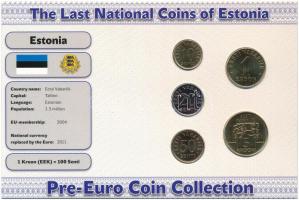 Észtország 1998-2004. 10s-5K (5xklf) forgalmi szett &quot;Az utolsó nemzeti érmék&quot; T:1 Estonia 1998-2004. 10 Senti - 5 Krooni (5xdiff) coin set &quot;The Last National Coins&quot; C:UNC