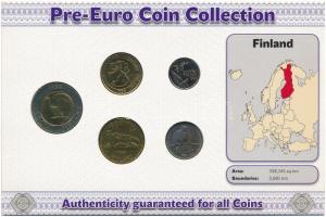 Finnország 1993-1999. 10p-10M (5xklf) forgalmi szett "Az utolsó nemzeti érmék" T:1-,2
Fin...