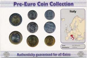 Olaszország 1992-1999. 5L-1000L (8xklf) forgalmi szett "Az utolsó nemzeti érmék" T:1,1-
I...
