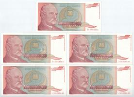 Jugoszlávia 1993. 500.000.000.000D (5x) ZA betűjel, pótkiadás T:I-,II  Jugoslavia 1993. 500.000.000.000 Dinara (5x) with ZA prefix, replacement notes C:AU,XF
