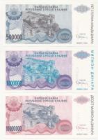 Horvátország / Krajnai Szerb Köztársaság 1994. 500.000D + 1.000.000D "Z 0000979" sorszámma...