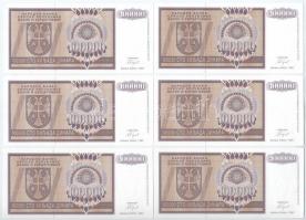 Bosznia-Hercegovina / Szerb Köztársaság / Banja Luka 1993. 100.000D (6x) T:I Bosnia and Hercegovina / Serbian Republic / Banja Luka 1993. 100.000 Dinara (6x) C:UNC