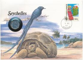 Seychelles-szigetek 1973. 5c felbélyegzett borítékban, bélyegzéssel, német nyelvű leírással T:1  Seychelles 1973. 5 Cents in envelope with stamp and cancellation, with German description C:UNC