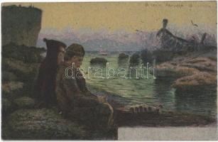 Italian art postcard, fishermen, folklore. III. Serie Abruzzo s: B. Cascella
