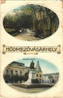 1915 Hódmezővásárhely, Erzsébet sétány, Kossuth szobor. Posztos Pál kiadása (fa)