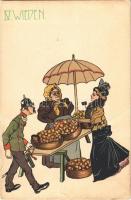 Wiener Typen. IV. Wieden. / Viennese Types. Austrian folklore art postcard, litho (fa)