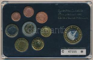 Belgium 2002-2007. 1c-2E (8xklf) forgalmi szett + 1997. 1E próbaveret műanyag tokban T:1-2 Belgium 2002-2007. 1 Cent - 2 Euro (8xdiff) coin set + 1997. 1 Euro trial strike in plastic case C:UNC-XF