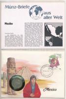 Mexikó 1981. 1P Cu-Ni, felbélyegzett borítékban, bélyegzéssel, német nyelvű leírással T:1- Mexico 1981. 1P Cu-Ni in envelope with stamp, with German description C:AU