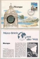 Nicaragua 1983. 50c acél felbélyegzett borítékon, bélyegzéssel, német nyelvű leírással T:1-,2 Nicaragua 1983. 50 Centavos steel in envelope with stamp, with German description C:AU,XF