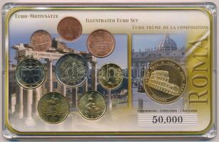Olaszország 2002-2008. 1c-2E (8xklf) forgalmi szett + DN "Colosseum" kétoldalas aranyozott emlékérem műanyag tokban T:1-2 Italy 2002-2008. 1 Cent - 2 Euro (8xdiff) coin set + ND "Colosseo" two-sided gilt medallion in plastic case C:UNC-XF