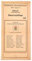 1949 Országgyűlési képviselőválasztás zalai választókerület női szavazólapja, a Magyar Függetlenségi Népfront képviselőjelöltjeinek listáján Rákosi Mátyással