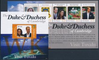 Kate and William, the Duke and the Duchess of Cambridge visit Tuvalu minisheet + block, Kate és William a Cambridge-i hercegpár látogatása Tuvalun kisív + blokk
