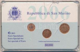 San Marino 2006. 1c-5c (3xklf) forgalmi szett sérült műanyag tokban T:1,1- San Marino 2006. 1 Cent - 5 Cent (3xdiff) coin set in damaged plastic case C:UNC,AU