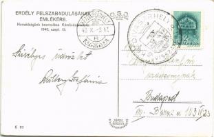 1940 Kézdivásárhely, Targu Secuiesc; bevonulás, katonai teherautó, Szép Róbert üzlete / entry of the...