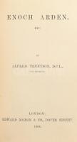 Alfred Tennyson (1809-1892): Maud and other poems.; Enoch Arden, etc. [Egy kötetben.] London, 1864., Edwards Moxon, (London, Bradbury and Evans-ny.), 10+168; 4+178 p. Angol nyelven. Korabeli álbordás, aranyozott gerincű, dombornyomásos egészbőr-kötésben, a gerincen barna címkével, rajta aranyozott címfelirattal, festett lapélekkel, a borítón egészen kis kopásnyomokkal, korához képest szép állapotban. Ex libiris-szel: Rickards of Old Radnor feliratú, címeres ex libris, rézmetszet, papír, jelzés nélkül, 12x8 cm/  Alfred Tennyson (1809-1892): Maud and other poems.; Enoch Arden, etc. [In one volume.] London, 1864., Edwards Moxon, (London, Bradbury and Evans.), 10+168; 4+178 p. In Englisch langage. Full leather-binding, with gilt spine, and coloured fore-edges, with a little traces of wear, in good condition. With ex libris: Ex libris of Rickards of Old Radnor, with coat of arms, copper engraving, paper, without sign, 12x8 cm