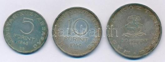1948. 5Ft Ag "Petőfi" + 10Ft Ag "Széchenyi" + 20Ft Ag "Táncsics" "...