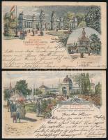 1896-1900 5 db díjkiegészített milleniumi díjjegyes képeslap külföldre, szép tétel