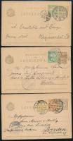 1902-1904 3 db díjjegyes levelezőlap díjkiegészítéssel külföldre
