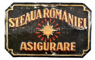cca 1930 Steaua Romanei Asigurare román biztosítótársaság fém tábla. Kopott 25x16 cm