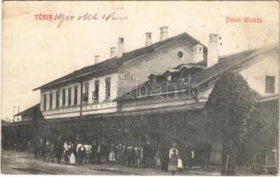 1910 Tövis, Teius; vasútállomás. Izrael Adolf kiadása / railway station (EK)