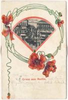 1904 Berlin. Postkarte mit Drehscheibe / Rotatable mechanical postcard, Art Nouveau, Emb. litho