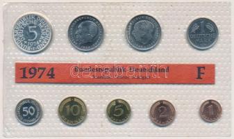 NSZK 1974F 1pf-5M (9xklf) forgalmi szett műanyag tokban T:BU GFR 1974F 1 Pfennig - 5 Mark (9xdiff) coin set in plastic case C:BU