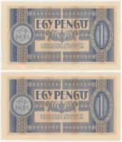 1938. 1P (2x) megegyező sorszámmal és sorkövető sorozatszámmal "H909 076540" és "H910...