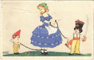 1917 Children art postcard. B.K.W.I. 669-2. s: Robert Philippi (fa)