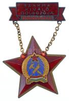 ~1950. Szakma Kiváló Dolgozója - Könnyűipar Rákosi-címeres zománcozott és aranyozott fém kitüntetés, hátoldalán 19801 sorszámmal T:2